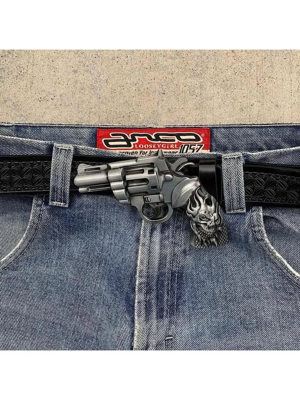 Grunge Punk Gun Skeleton Y2K 2000s style belt. 47 inches length
